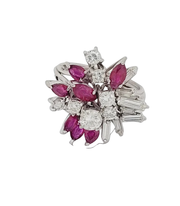 Cool sputnik 1960's ruby and diamond dress ring sku 8883 DBGEMS - image 1