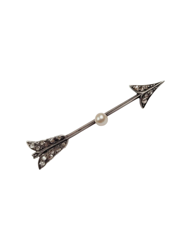 Antique diamond and pearl arrow brooch sku 8887 DBGEMS - image 1