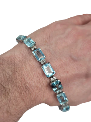 Art deco aquamarine and diamond bracelet sku 8890 DBGEMS