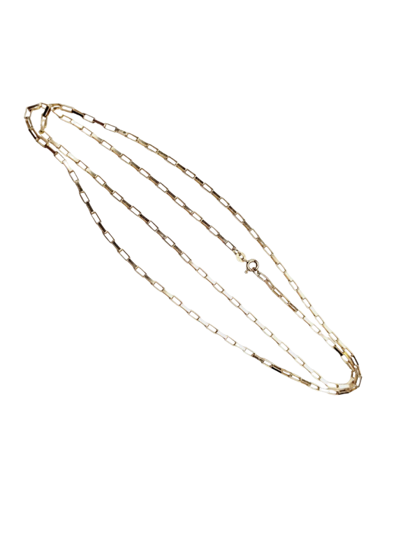 Bright oblong linked long 9ct gold trace linked chain sku 8891 DBGEMS - image 1