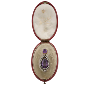 Boxed Amethyst and Diamond Pendant - Spectrum Antiques
