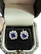 Royal blue Unheated Sapphire & Diamond Earrings 18k white gold - image 6