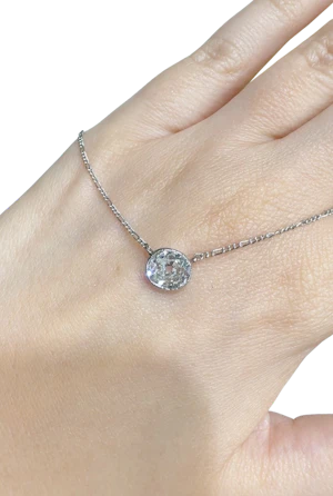 Rare to find 1ct rose cut diamond necklace, platinum