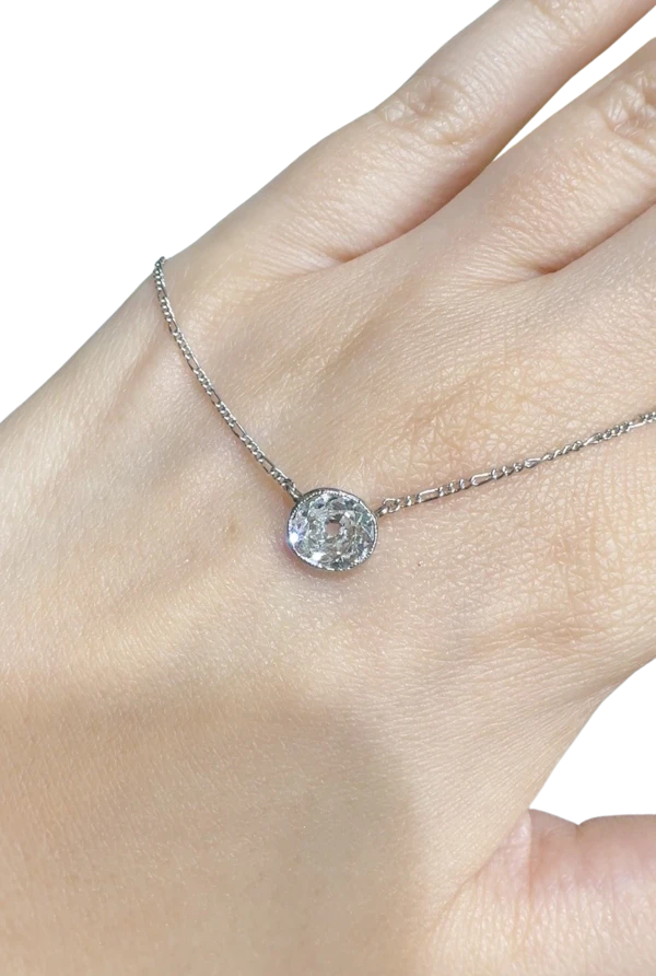 Rare to find 1ct rose cut diamond necklace, platinum - image 4
