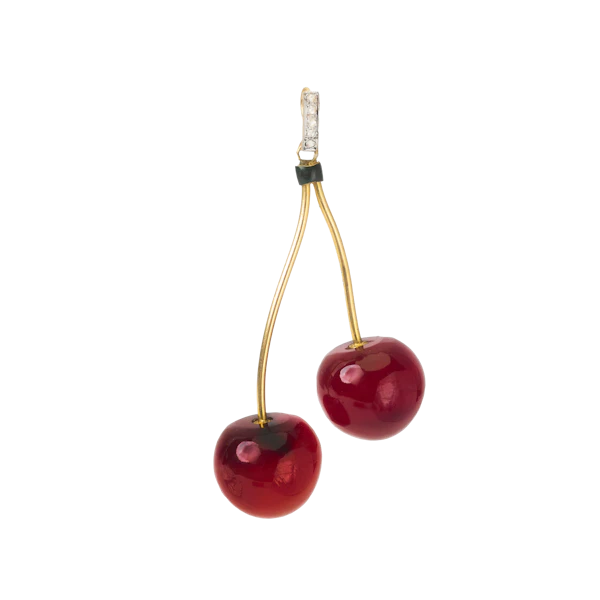 Art Deco 18ct Gold & Carnelian 'Cherry' Pendant | J.C. Vickery | c.1920s - image 1