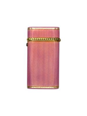 Faberge pink guilloche enamel gold and silver cigarette case, St Petersburg, c.1910.