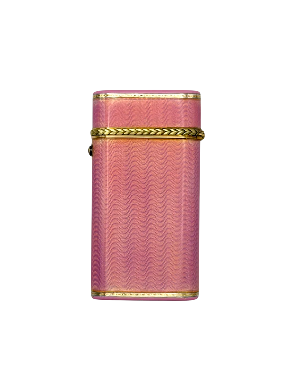 Faberge pink guilloche enamel gold and silver cigarette case, St Petersburg, c.1910. - image 1