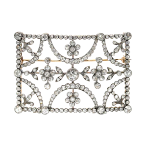 Antique Diamond and Silver Upon Gold Buckle Brooch, Circa 1890