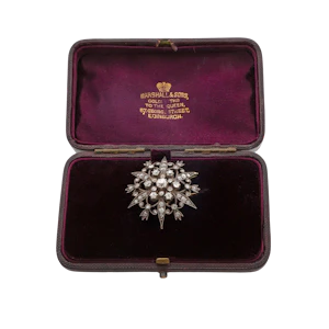 Victorian Silver-Topped Gold Diamond Starburst Cluster Brooch Spectrum Antiques