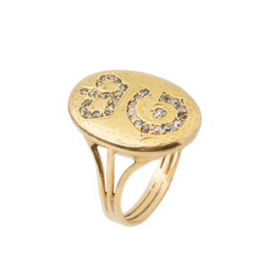Victorian Diamond 'Initial' & Crown 18ct Gold Signet Ring