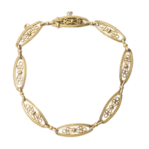 French Art Nouveau 18ct Gold Filigree Bracelet, c.1900