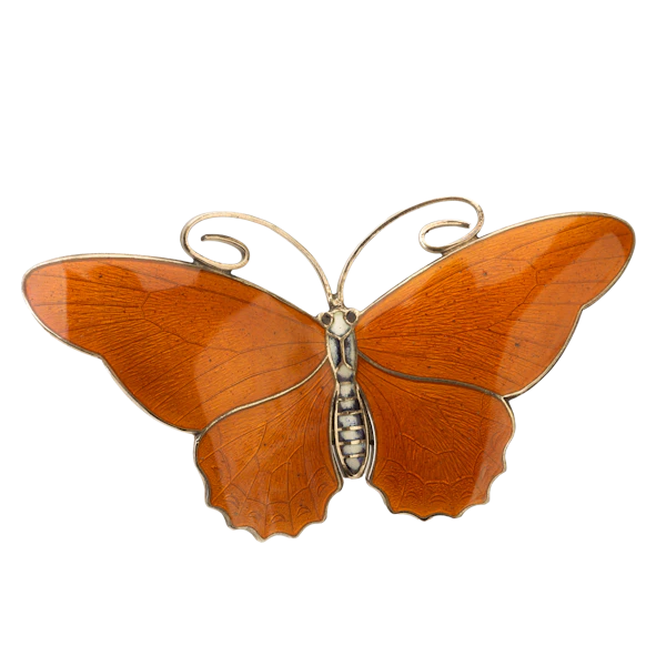 Large Vintage Kristian Hestenes Orange Enamel Butterfly Brooch c.1950s - image 1
