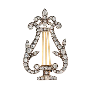 Georgian Diamond Lyre Brooch - Charlotte Sayers
