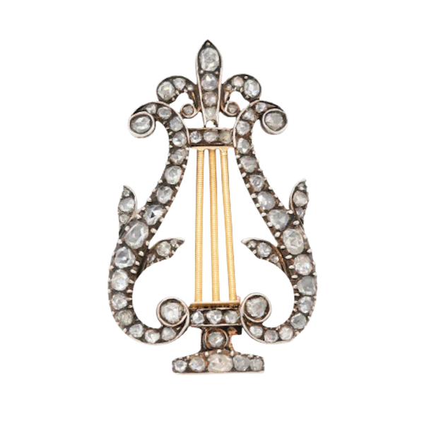 Georgian Diamond Lyre Brooch - Charlotte Sayers - image 1