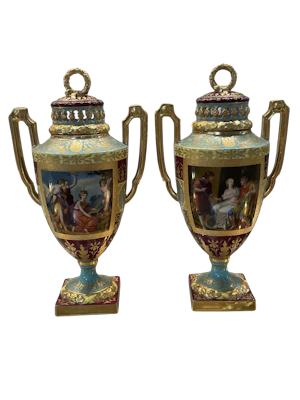 Pair of Vienna vases and covers