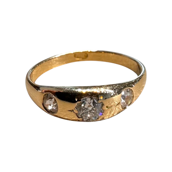 Victorian Three-Stone Diamond Gypsy Ring - image 1