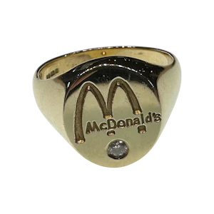 9K Gold Diamond "McDonalds" Signet Ring – London, 1993