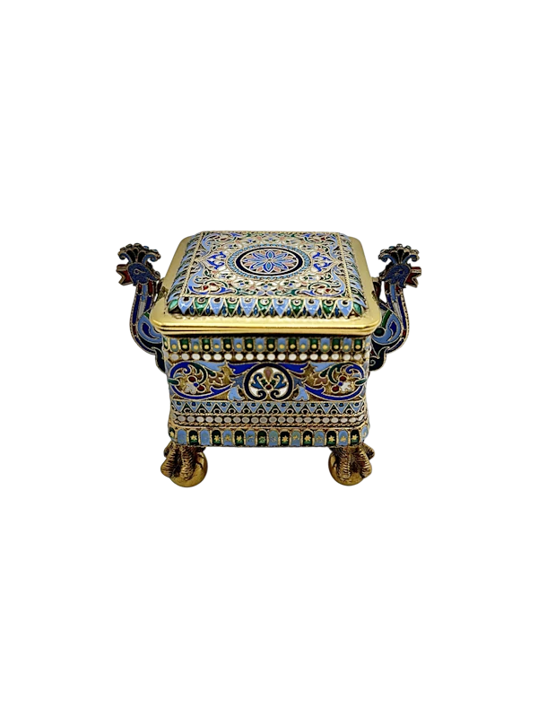 Russian silver gilt cloisonné enamel casket, Moscow 1886 by Pavel Ovchinnikov. - image 1