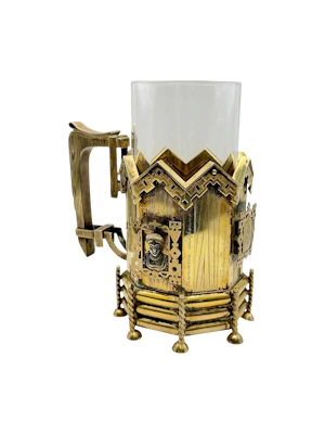 Russian silver gilt and trompe l'oeil tea holder, St Petersburg, 1878 by Alexander Sokolov.