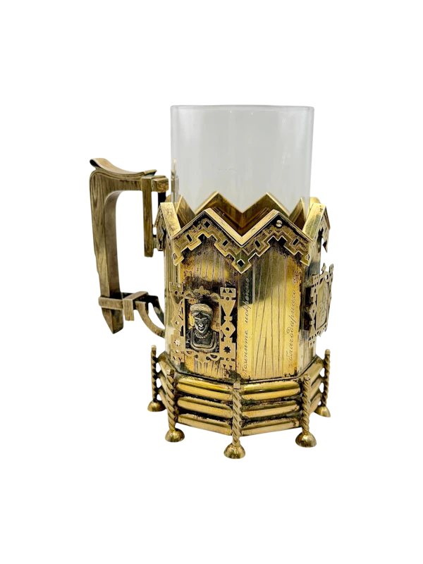 Russian silver gilt and trompe l'oeil tea holder, St Petersburg, 1878 by Alexander Sokolov. - image 1