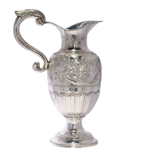 Solid Silver Hallmarked Kohen Handwashing Jug from the Kalisher Synagogue on the occasion of Simchat Torah, Maker’s Mark R.K, Rubin Koshr (Kusher), 1906