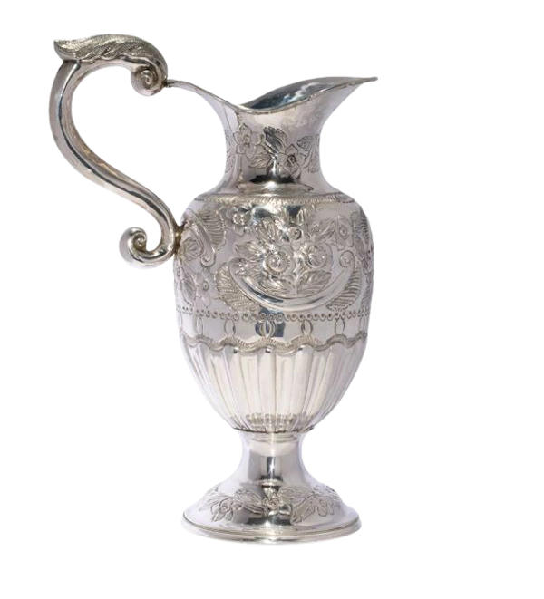 Solid Silver Hallmarked Kohen Handwashing Jug from the Kalisher Synagogue on the occasion of Simchat Torah, Maker’s Mark R.K, Rubin Koshr (Kusher), 1906 - image 1