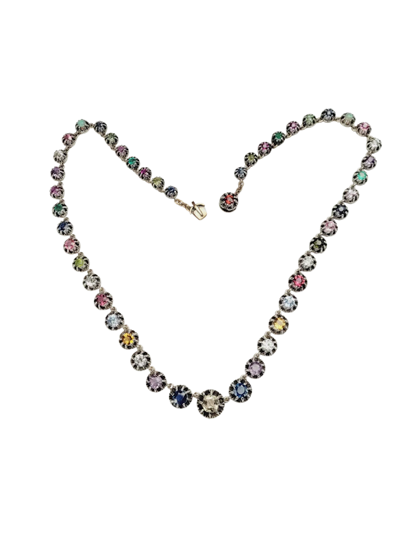 Antique harlequin gem riviere necklace sku 8981 DBGEMS - image 1
