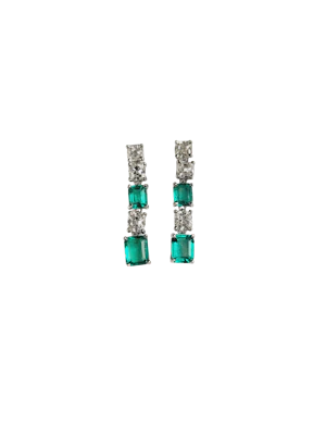 Gem emerald and old mine cut diamond drop earrings sku 8971 DBGEMS