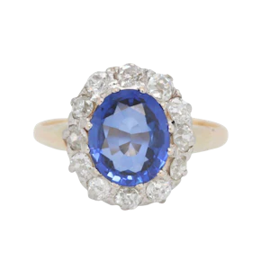 Sapphire Diamond Cluster Ring - Charlotte Sayers