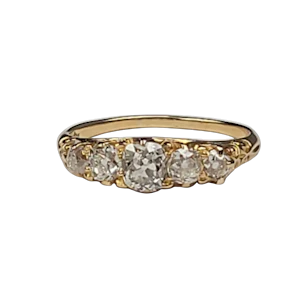 Antique old mine cut diamond five stone ring sku 8977 DBGEMS