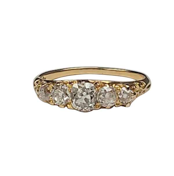 Antique old mine cut diamond five stone ring sku 8977 DBGEMS - image 1