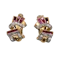 Vintage Burma Ruby Diamond and Gold Earrings, Circa 1940 - image 1