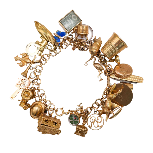 Vintage 9ct Gold Charm Bracelet, 1955 to 1971 - image 1