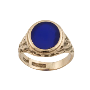 9ct Etched Lapis Signet
