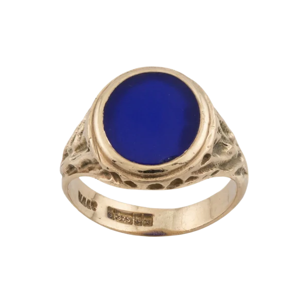 9ct Etched Lapis Signet - image 1