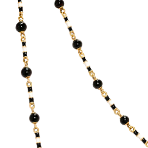 Antique French 18ct Gold Onyx & Enamel Chain, c.1900