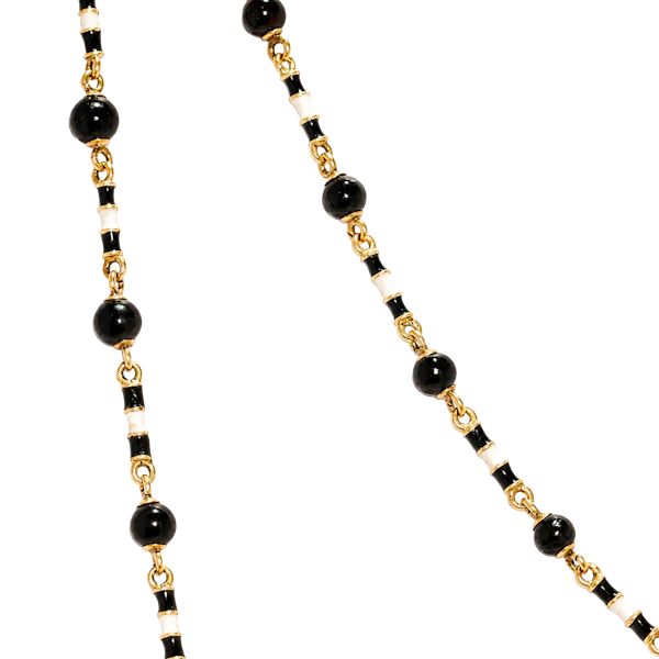 Antique French 18ct Gold Onyx & Enamel Chain, c.1900 - image 1