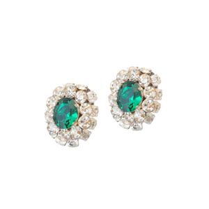 1960s Christian Dior Emerald Glass Clip On Earrings