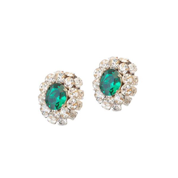 1960s Christian Dior Emerald Glass Clip On Earrings - image 1