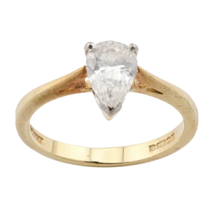 18ct Gold Pear-Shaped Solitaire Diamond Ring- Spectrum Antiques