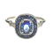 Ceylon Sapphire & Diamond Halo Ring in Platinum - image 1