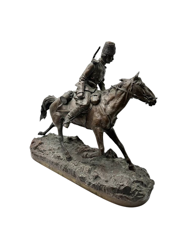 Russian late 19th century bronze Model of the Kozak, St Petersburg by Samonoff. - image 1