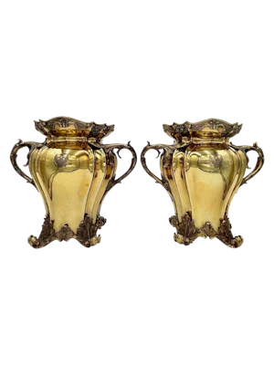 A Pair of Russian silver gilt wine coolers, St Petersburg, 1840 by Carl Tegalsten.