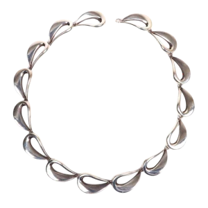 Georg Jensen Hans Hansen vintage necklace Open tear drop shape in sterling silver Mark Constable Unit 301