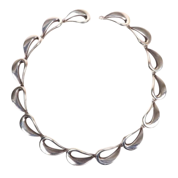 Georg Jensen Hans Hansen vintage necklace Open tear drop shape in sterling silver Mark Constable Unit 301 - image 1