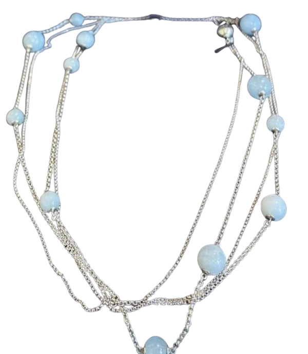 Georg Jensen sterling silver aquamarine Sphere long sautoir. Mark Constable Unit 301 - image 1