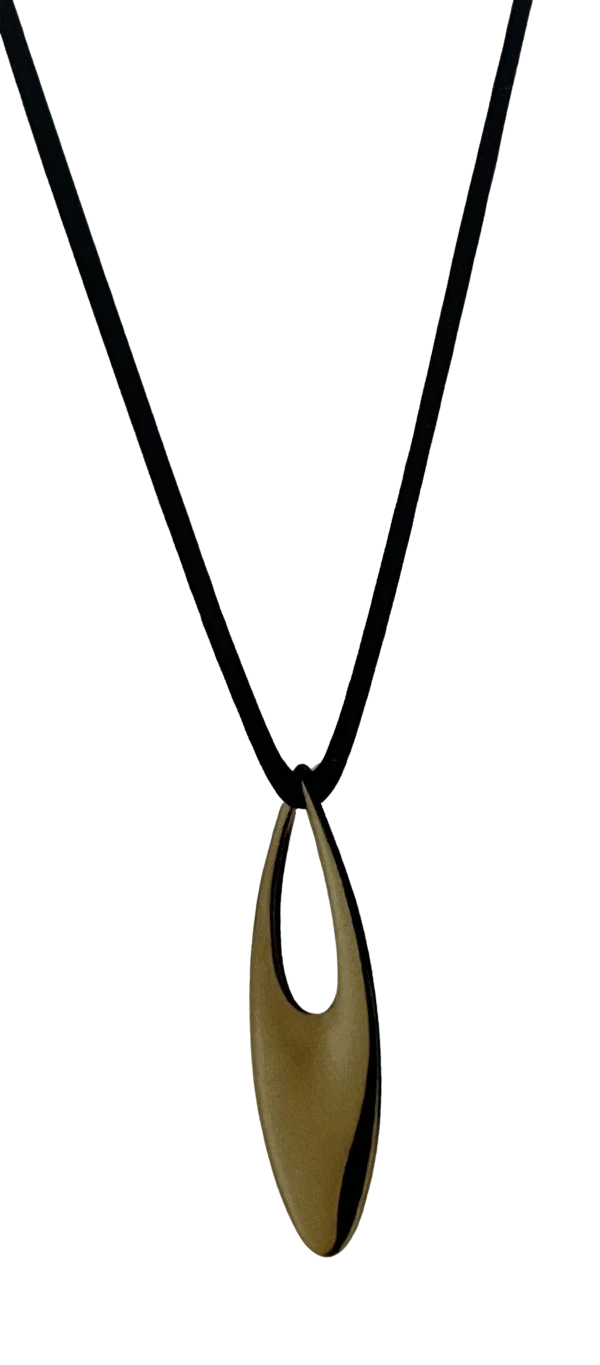 Georg Jensen 18ct yellow gold large Zephyr pendant on silk cord. Mark Constable Unit 301 - image 1