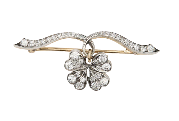 Victorian Diamond Clover Brooch - Charlotte Sayers - image 1