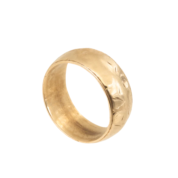 Vintage 1970s Hammered Gold Band Ring | 1977 - image 1
