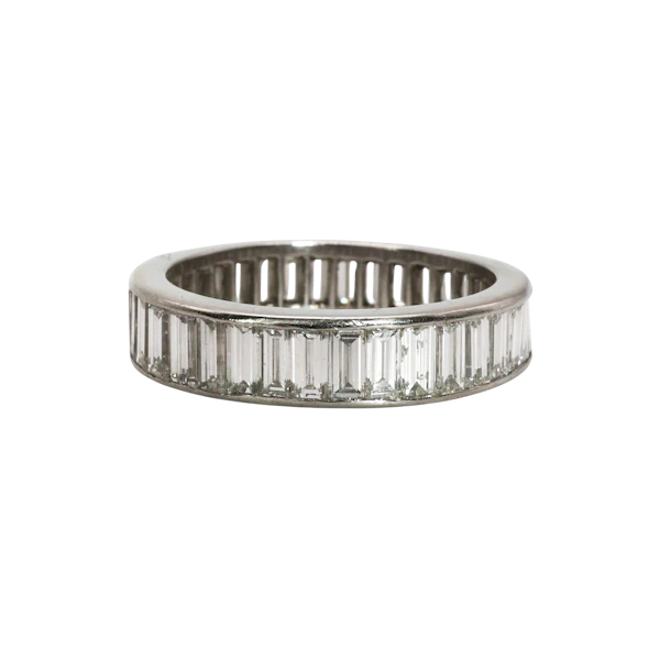 Baguette Diamond and Platinum Eternity Ring, Circa 1990, 5.00 Carats - image 1